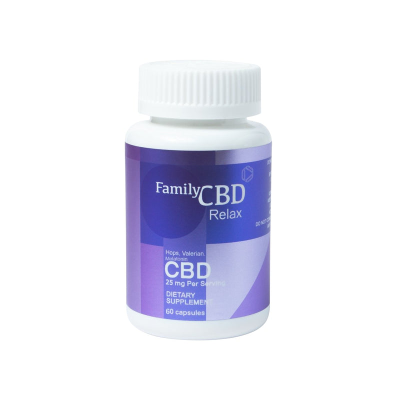 Cápsulas RELAX para Insomnio de CBD 1500 mg + Lúpulo + Valeriana + Melatonina 60 Cápsulas - Family Cbd Mexico