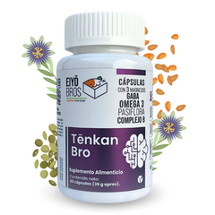 Tenkan, Suplemento Fórmula avanzada vegana - GABA, 3 Magnesios, Omega 3, Complejo B y Pastaflora - Solución Efectiva para Epilepsia, Ausencia, Convulsiones, Ansiedad y Estrés.