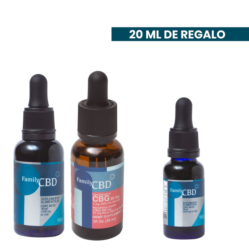 1 CBG, 1 Aceite Terapéutico 30 ml CBD y 1 Aceite Terapéutico 20 ml CBD de regalo - Family Cbd Mexico