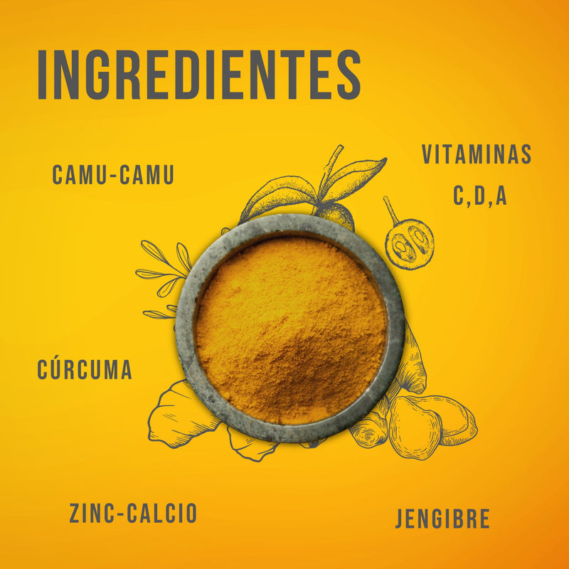 Kotai Suplemento jengibre, Curcuma, Camu - Camu, Vitamina C, A,D y Zinc Vegano Súper Antioxidante, Sistema Inmunitario y Desinflamatorio natural. - Family Cbd Mexico